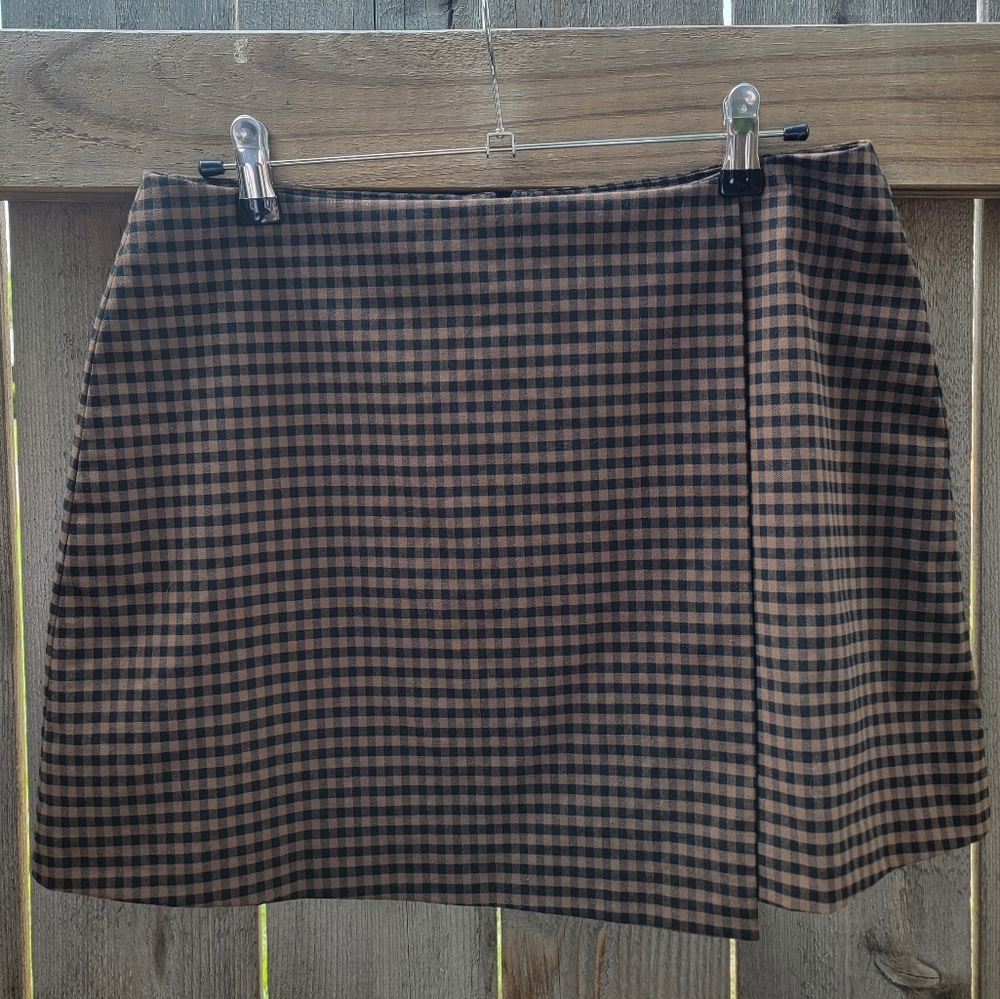 Gianni Bini Brown Pencil Wrap Style Mini Skirt